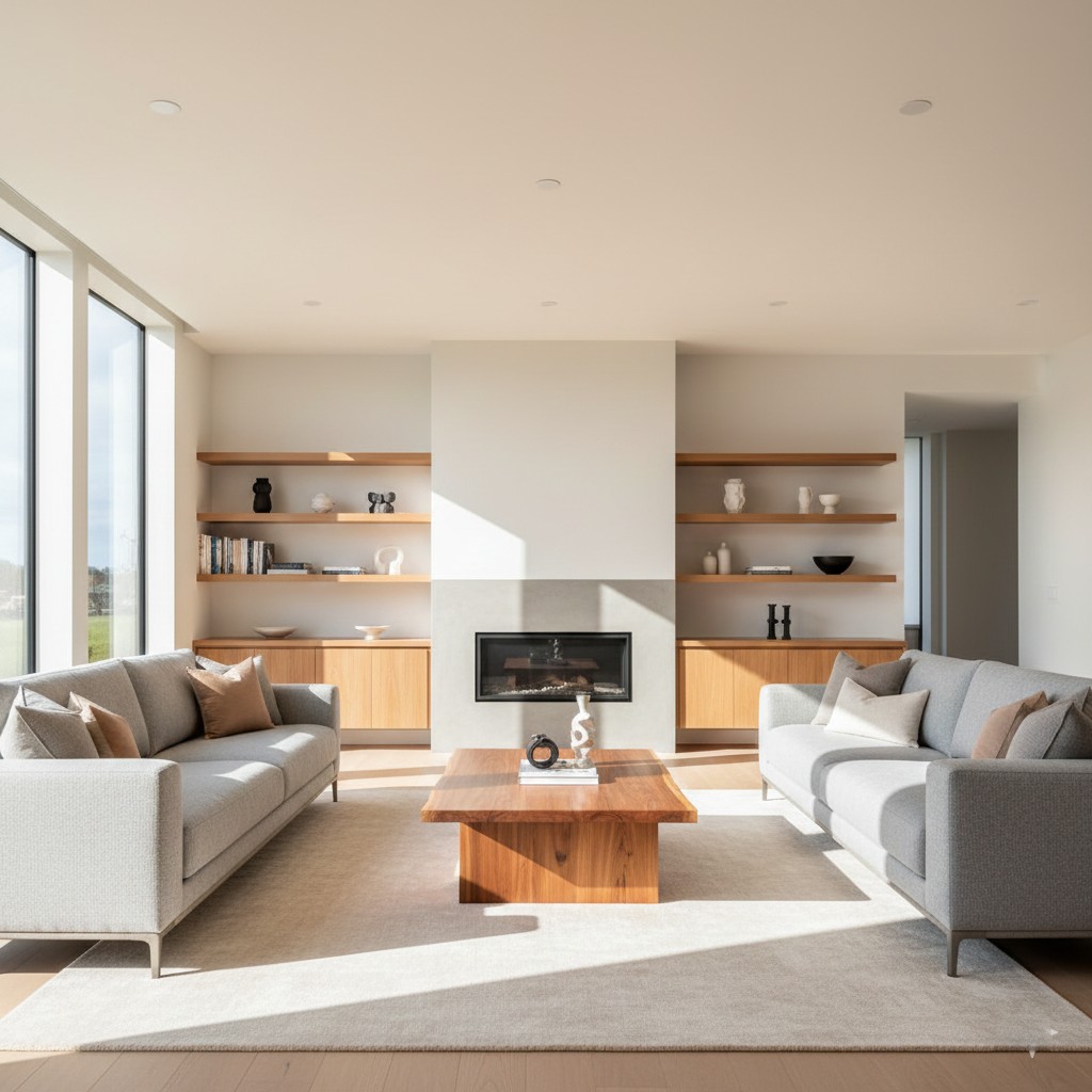 Modern living room with custom furniture